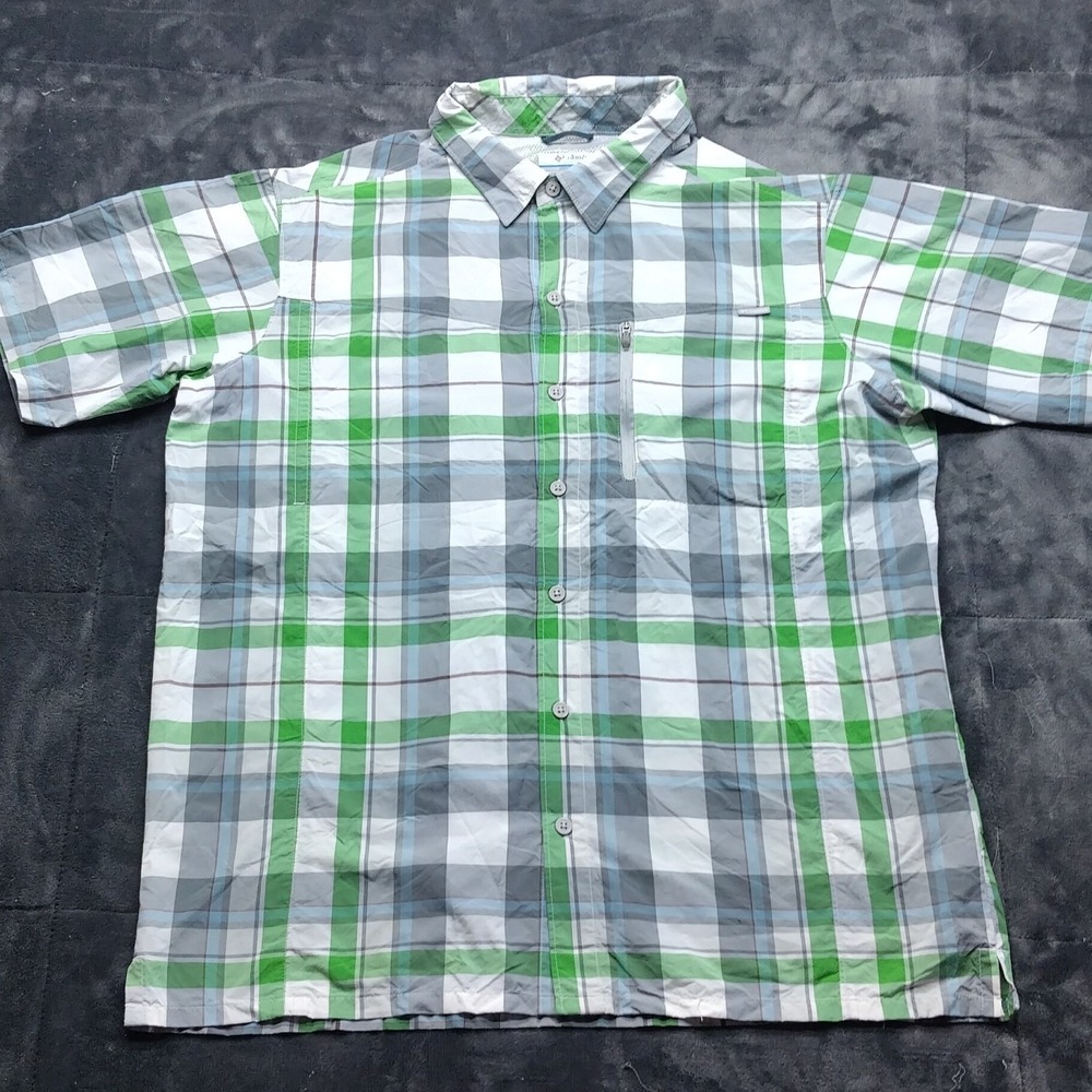 Columbia Men Plaid Short Sleeve Button-Up Active Wear Shirt Multicolor Size XL